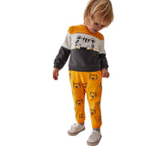 STREET MONKEY completo tuta felpata tricolour ocra con gattino cod 342022