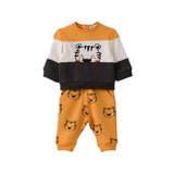 STREET MONKEY completo tuta felpata tricolour ocra con gattino cod 342022