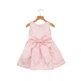Klaiadì abito in mikado  rosa con perline e fiocco BABY-JUNIOR cod.21788RJ