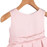 Klaiadì abito in mikado  rosa con perline e fiocco BABY-JUNIOR cod.21788RJ