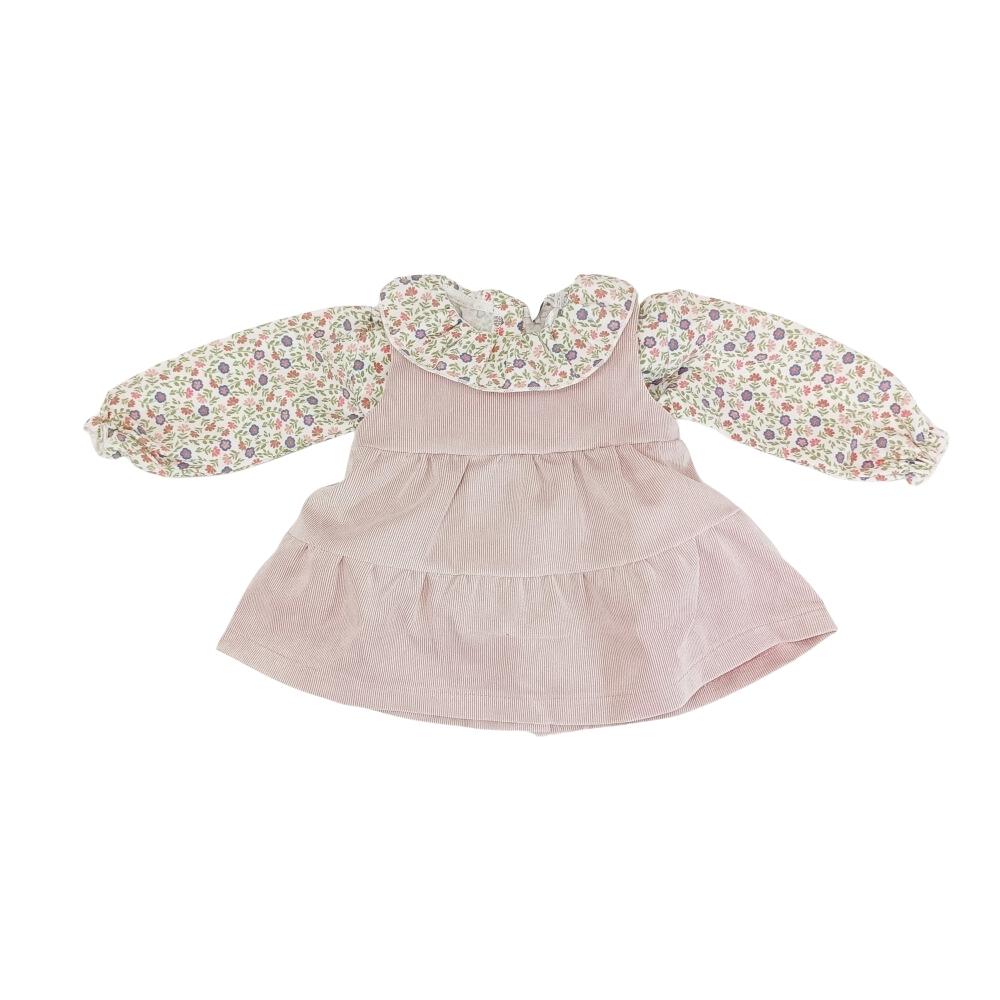 vestito ciniglia rosa floreale per neonata klaiadì