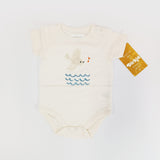 Dirkje body di cotone organico con uccellino
