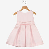 Klaiadì abito in mikado  rosa con perline e fiocco BABY-JUNIOR cod.21788RJ