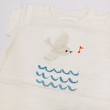 Dirkje body di cotone organico con uccellino