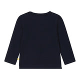 T-shirt manica lunga blu con stampa dinosauro