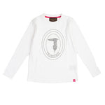t-shirt bianca a manica lunga con logo trussardi per ragazza