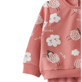 Street Monkey completo due pezzi  di caldo cotone rosa con nuvole e pecorelle cod . 343030