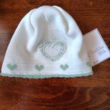 CUORICINO MIO cappellino panna e verde salvia con cuoricini