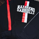 NAZARENO GABRIELLI tuta felpata blu a strisce