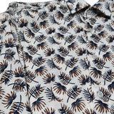 NAZARENO GABRIELLI camicia a fantasia con palme blu su fondo bianco cod. TRNG14098JB