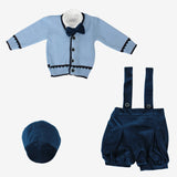 Klaiadì completo battesimale 5 pz. blu e celeste con coppola INCLUSA