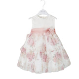 Klaiadì abito cerimonia panna floreale con organza cod. Kd232