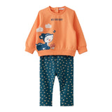 Street Monkey completo due pezzi  di caldo cotone blu e arancio con cerbiatto cod. 343010