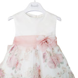 Klaiadì abito cerimonia panna floreale con organza cod. Kd232