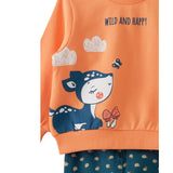 Street Monkey completo due pezzi  di caldo cotone blu e arancio con cerbiatto cod. 343010