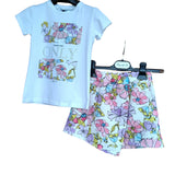 Piccola Lù completo floreale con t-shirt con strass e pantagonna cod.PL21325S