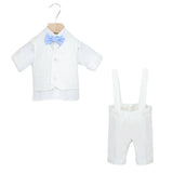 Klaiadì completo battesimo/ cerimonia con  salopette e gilet panna con coppola cod- KD2514N