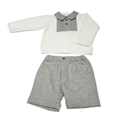 Klaiadì completo di lana panna e grigio con maglioncino e pantalone cod. Kccm33