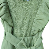 Piccola Lù abito verde con rouches laterali e pizzo cod pl21308