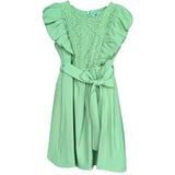 Piccola Lù abito verde con rouches laterali e pizzo cod pl21308