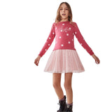 Street monkey  abito fucsia con foglie e tulle rosa cod. 346013