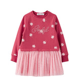 Street monkey  abito fucsia con foglie e tulle rosa cod. 346013