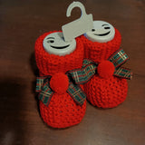 Babbucce  rosse  con fiochetto in tartan