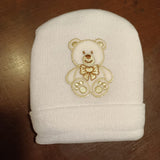 Cappellino / cuffietta con orsetto panna