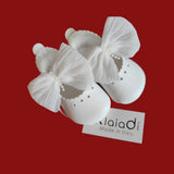 KLAIADI' scarpine bianche con fiocchetto con perline