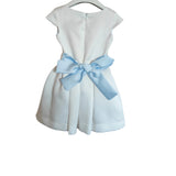 Klaiadì abito bianco con cintura polvere in vita di fiori  bambina cod.KD21787PB
