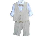 Klaiadì completo  interamente di lino con gilet col.beige cod. KD502BE