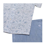 Completo  neonato due pezzi con camicia topolino e bermuda in  cotone e  lino