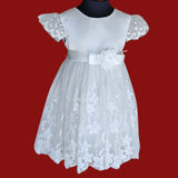 Klaiadì abito battesimale in raso e con tulle brillantinato cod.KD 536