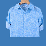 Klaiadì completo bambino due pezzi con camicia floreale  e bermuda in  cotone e  lino bianco