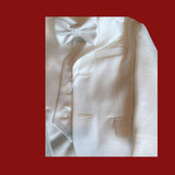 Klaiadì abito battesimo con coppola damascato off-white e crema perlato