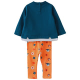 Street Monkey completo due pezzi  di caldo cotone blu e arancio con cerbiatto  con fiocco cod. 343014