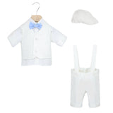 Klaiadì completo battesimo/ cerimonia con  salopette e gilet panna con coppola cod- KD2514N