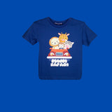 Emporio 88 t-shirt blu con animaletti  sulla macchina