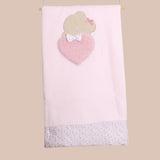 Copertina di ciniglia rosa "con orsetto e cuore peluche"