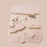 CUORICINO MIO  clinico corredino in filo di cotone del tema " rosa e beige con fiocchetti"
