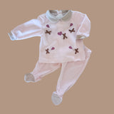Clinico due pezzi rosa con fiocchetti