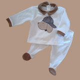 Clinico due pezzi bianco e beige con cappellino