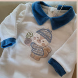 Tutina bianco e blu con castorino