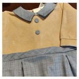 Tutina ciniglia luxury beige e avio a microfantasia