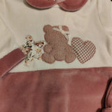 Tutina ciniglia luxury panna e cipolla con orsetti in rilievo