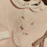 Tutina ciniglia luxury rosa con coniglietto ricamato