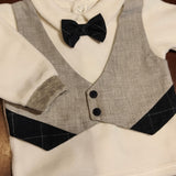 Clinico  2 pezzi  luxury panna e grigio con gilet e papillon