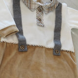 Tutina ciniglia luxury panna e beige con bretelle