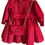 Abito luxury di pizzo con borsetta coordinata INCLUSA color rosso