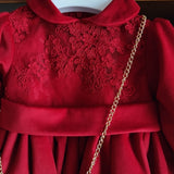 Abito luxury di pizzo con borsetta coordinata INCLUSA color rosso